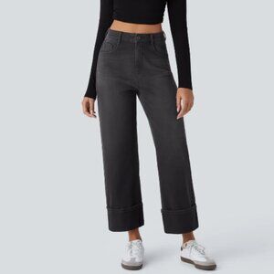 HALARA High Waisted Flex Wide Leg Stretchy Knit Jeans - Size L